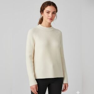Banana Republic Women's Aire Ribbed Ivory Sweater Wool Blend Sz S Mock Neck NEW
